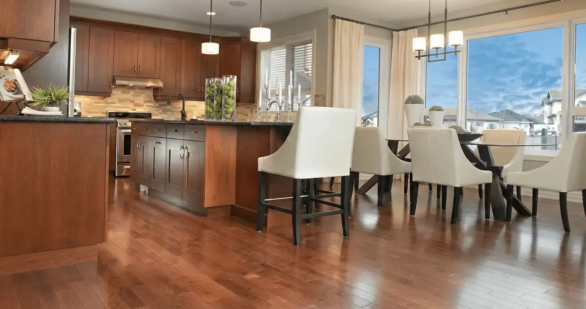 A modern kitchen with professionally installed wood flooring in Fort Lauderdale, FL